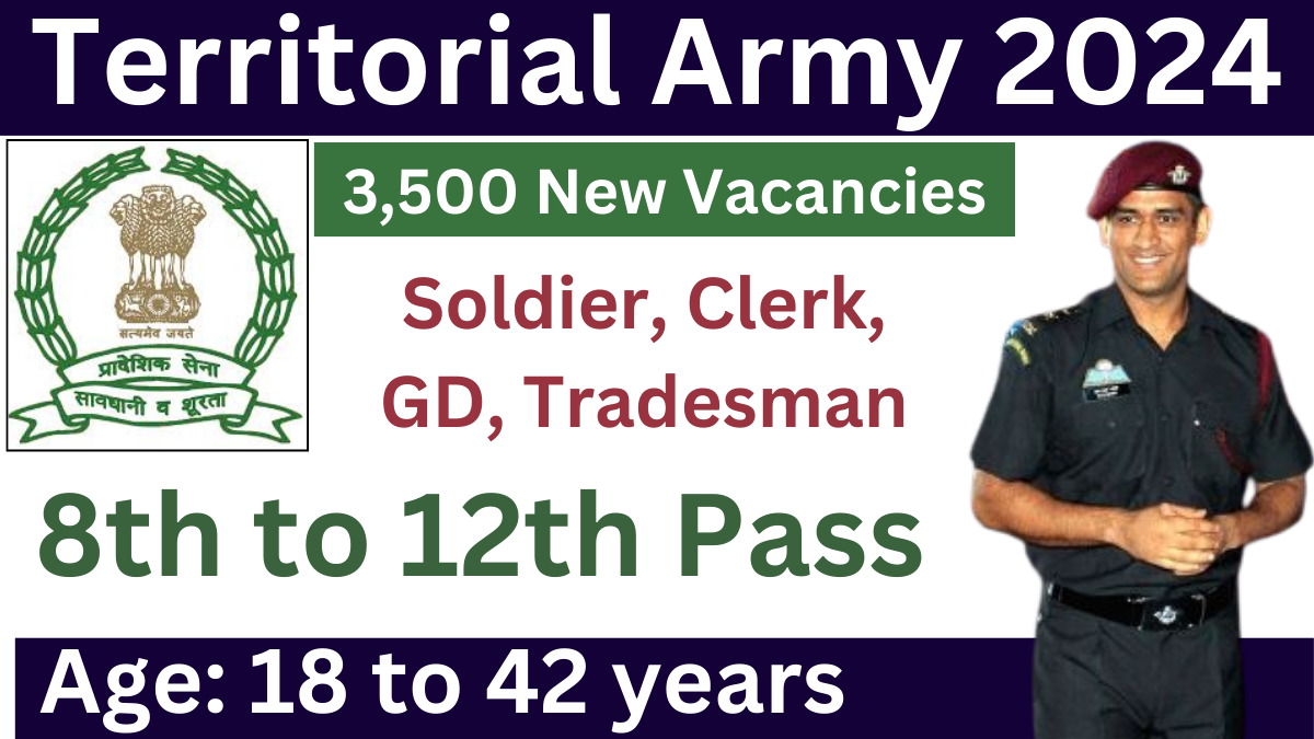 Breaking News:Territorial Army 3,500 Recruitment Rally 2024 – Notification out for Soldier GD, Clerk, and Tradesman Positions