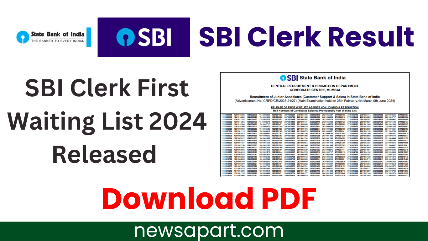 SBI Clerk First Waiting List 2024 Released: Direct Link to Download PDF