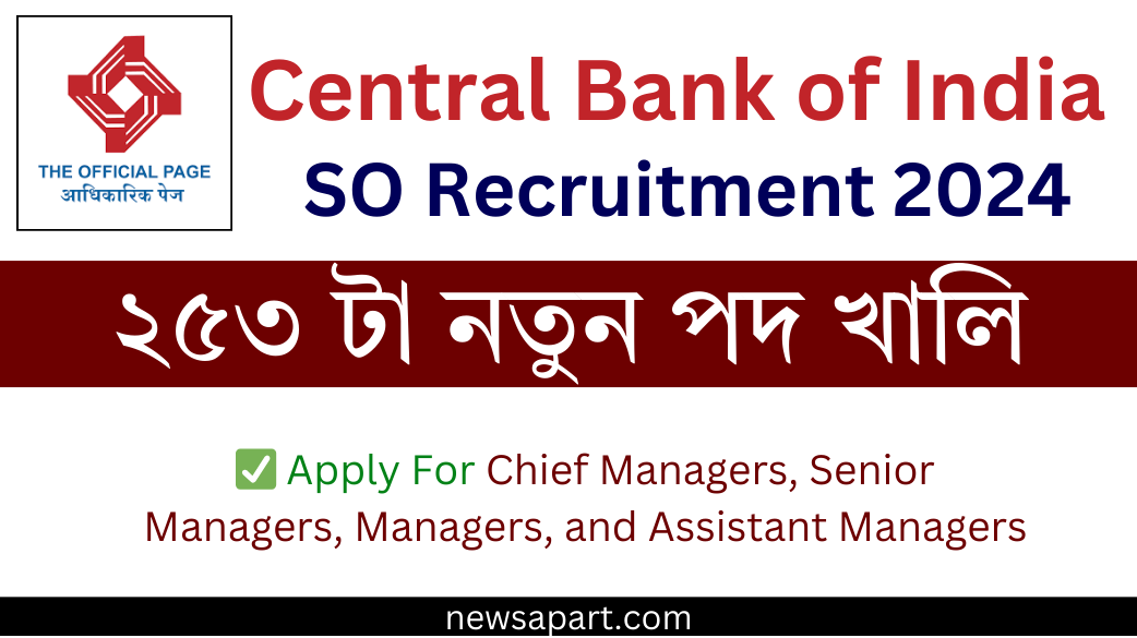 Central Bank of India SO Recruitment 2024: Apply Now for 253 Vacancies in IT & Other Streams