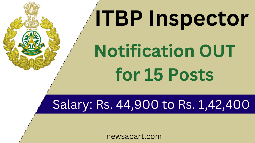 ITBP Inspector Hindi Translator Recruitment 2024 Notification OUT for 15 Posts, Apply Online