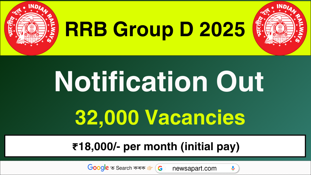 RRB Group D 2025 Recruitment Notification out for 32000 Vacancies: Apply Online from 23 Jan 2025